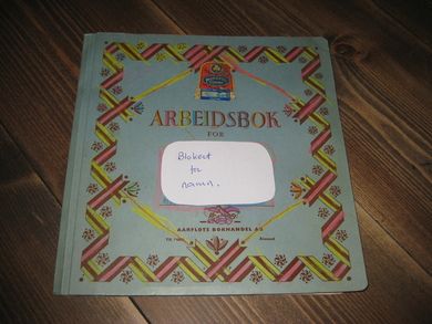Arbeidsbok fra Aarflots Bokhandel 50-60 tallet