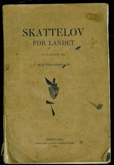 SKATTELOV FOR LANDET AV 18. aug. 1911.  1913.