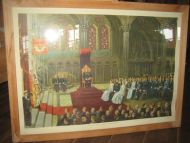 Gedigent bilde i glass og ramme H M KONG OLAV V's SIGNING I NIDAROMSDOMEN 22 JUNI 1958