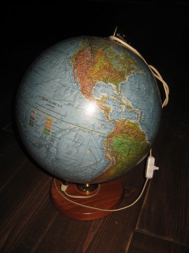 SCAN GLOBE med lys ca 30 cm i diameter teak plate 50 tallet