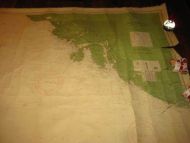 Gammelt sjøkart ca 94*72 cm stort fra NESVAAG TIL KVASSHEIM udgivet af Norges Geografiske Oppmaaling Kristiania 1896 rettet 1960