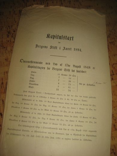 Kapitalstart for Bergens Stift i Aaret 1894