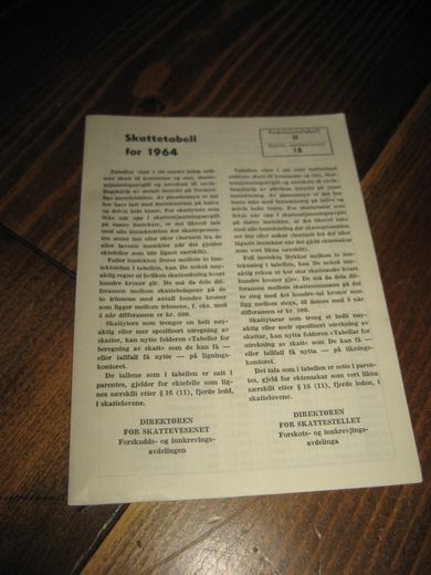 1964, Skattetabell.