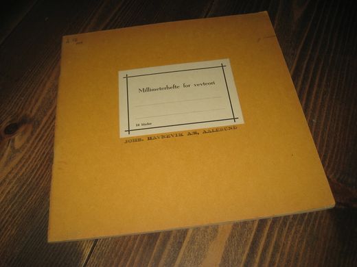 Ubrukt millimeterhefte for vevteori, stemla Johs. Havnevik, Aalesund. 50 tallet.