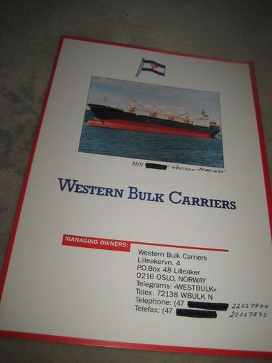 Presentasjonsmappe på 6 sider fra WESTERN BULK CARRIERS 70 tallet? 