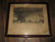Diplom i glass og ramme fra NORGES JUBILÆUMSUTSTILLING 1914 KRISTIANIA