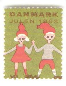 1963, DANSK JULEMERKE. Ustempla