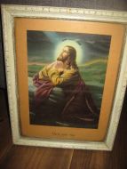 Gammelt Jesus bilde fra slutten på 1800 tallet - starten på 1900 tallet en gang Ca 28*37 cm stort