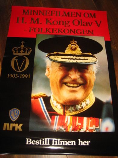 Strøken plakat Kong Olav ca 50*70 cm stor 1991
