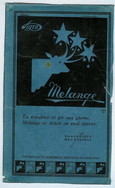 Reklamesak fra Agra Margarinfabrik, ca 12*20 cm stort.