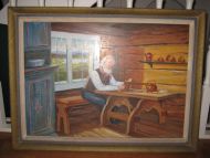 Meget pent bilde malt på plate 50 tallet