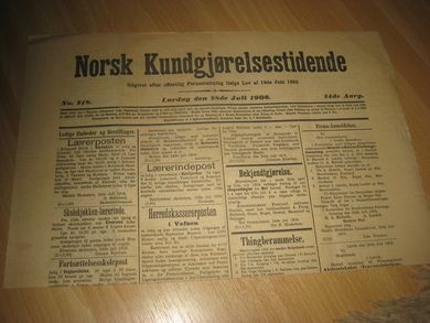 1906 nr 218 Norsk Kundgjørelsestidende