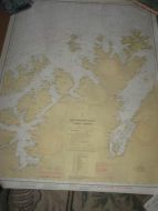 Pent sjøkart fra Den Norske Kyst FRA LOFOTEN TIL STAMSUND 1961 Pent i glass og ramme til dekorasjon Sjå kommentaren under Dette er sjøkart nr A1