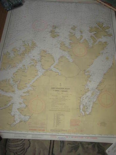 Pent sjøkart fra Den Norske Kyst FRA LOFOTEN TIL STAMSUND 1961 Pent i glass og ramme til dekorasjon Sjå kommentaren under Dette er sjøkart nr A1