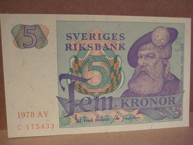 1978 AY C 175433 5 KRONOR strøken seddel
