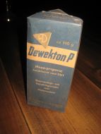 Eske med ubrukt innhold, Dewekton P, fra Wilh. Dahl Aktiebolag, Malmø, 50 tallet. 