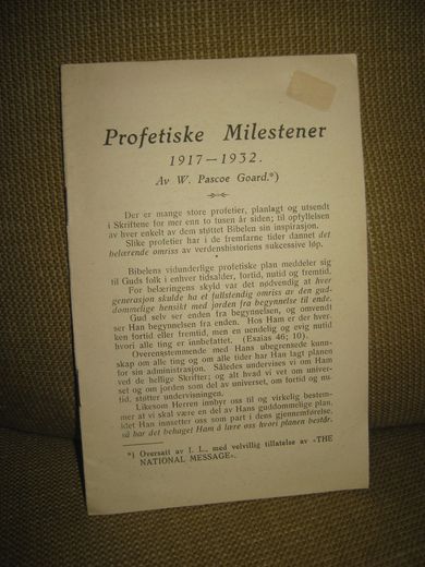 Goard: Profetiske Milestener. 1917-1932.