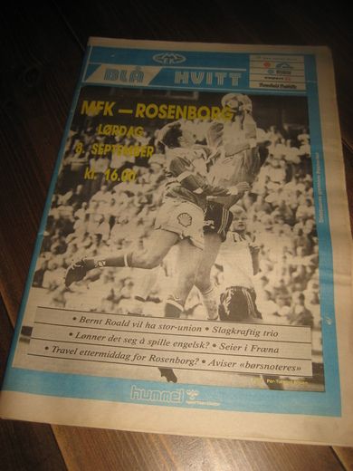 1990 BLÅ HVITT MFK - ROSENBORG LØRDAG 8 SEPTEMBER Avis på 42 sider