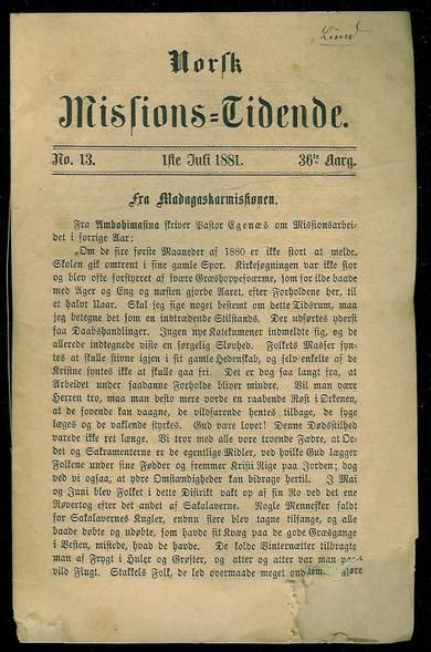 1881 nr 013 Norsk Missions Tidende