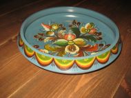 Rosemala megastor treskål bolle ca 30 cm i diameter ca 7 cm høg 1965