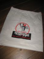 Plastnett med reklame for Peer Gynt sportsgarn