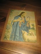 Bilde på glassplate ca 19*24 cm stort 50 tallet