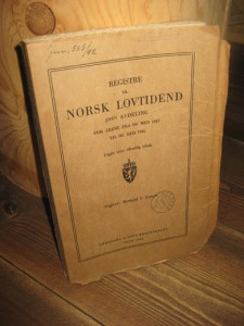 Registre til NORSK LOVTIDEND fra årene 1927 til 1936. 1942.