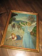 Pent englebilde i glass og ramme