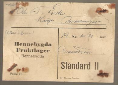 Reklame fra Hennebygda Fruktlager, Hennebygda