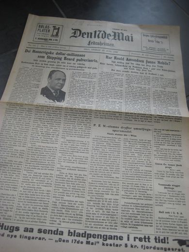 1928 nr 141 Den 17de Mai Roald Amundsen