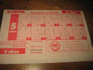Ubrukt lottokuppong fra 60-70 tallet.