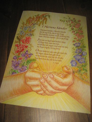 I Herrns hender Pen til innramming ca 21*29 cm stor