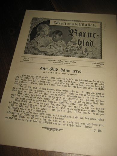 1912 nr 001 Missionsselskabets Barneblad
