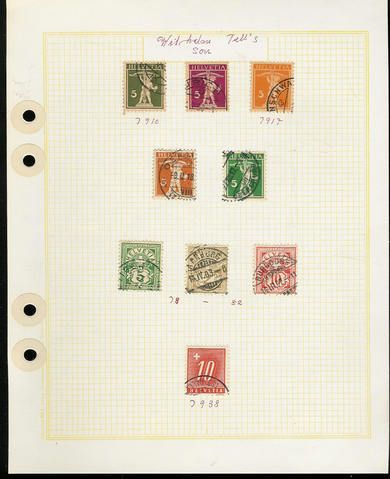 Frimerker fra 1910-17 samt 1882 fra  Sveits