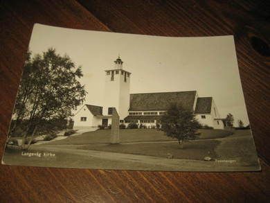 Ubrukt postkort LANGEVÅG KIRKE 80 tallet
