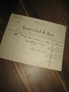 Meget pen faktura med dekor også på baksida fra Sætersdal & Søn Blanksværte- Lud- & Edikkefabrik Tidleg 1900