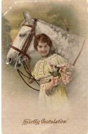 Hest og jente, tidleg 1900