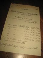 Telegram fra BERLIN POSTDAMER DAMPFMUHLE 1891