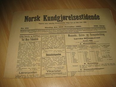 1905 nr 325 Norsk Kundgjørelestidende