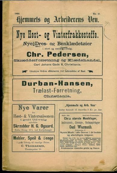 1893 nr 041 Hjemmets og Arbeidernes Ven