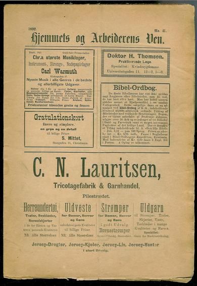 1892 nr 041 Hjemmets og Arbeidernes Ven
