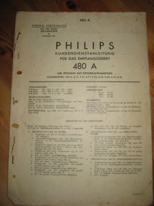 Phillips sercice dokumentasjon for 480A. 1939.