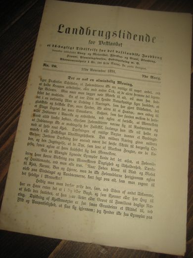 1891 nr 020 Landbrugstidende for Vestlandet