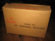 Eske fra TØNSBERG BRYGGERI, SUNROE, 60-70 tallet. Ca 35*15 cm stor, 25 cm høg, pen i en krambod. 