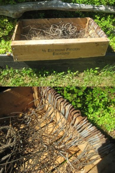 Fiskekasse fra EGERSUND FRYSERI EGERSUND 50 tallet På ene kanten er det montert store kraftige kveitekroker ?? med del av streng Dette er gammelt fiskeutstyr som gjer denne kassa nesten unik En godbit for den rette samler