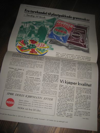 Reklamesak fra NORA FANRIKKER, BRUMMUNDDAL, 1958.