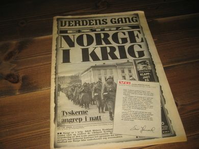 1940 EXTRA 9 april Nb!! Minneavis fra 70 tallet