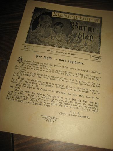 1909 nr 014 Missionsselskabets Barne blad