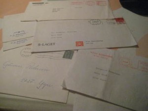Lot med diverse konvolutter stempla VOSS, 70-80 tallet.