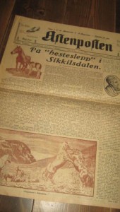 1931,nr 341, morgen, Aftenposten. Hesteslepp i Sikkilsdalen. 
